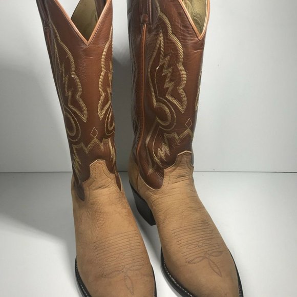 Vintage 1980s TONY LAMA Cowboy Boots Men 9 Brown G main image 6
